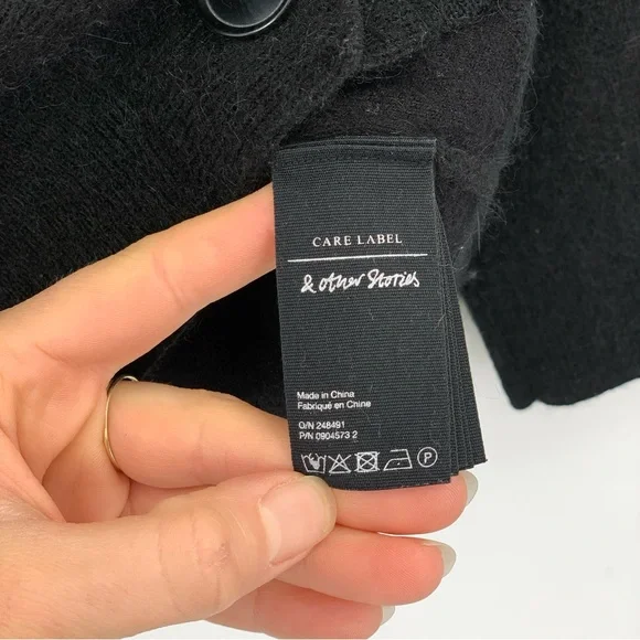 & OTHER STORIES Alpaca Wool Blend Cardigan Black XS - Picture 5 of 8